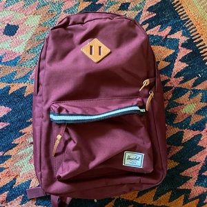 Classic Herschel backpack, maroon with striped interior